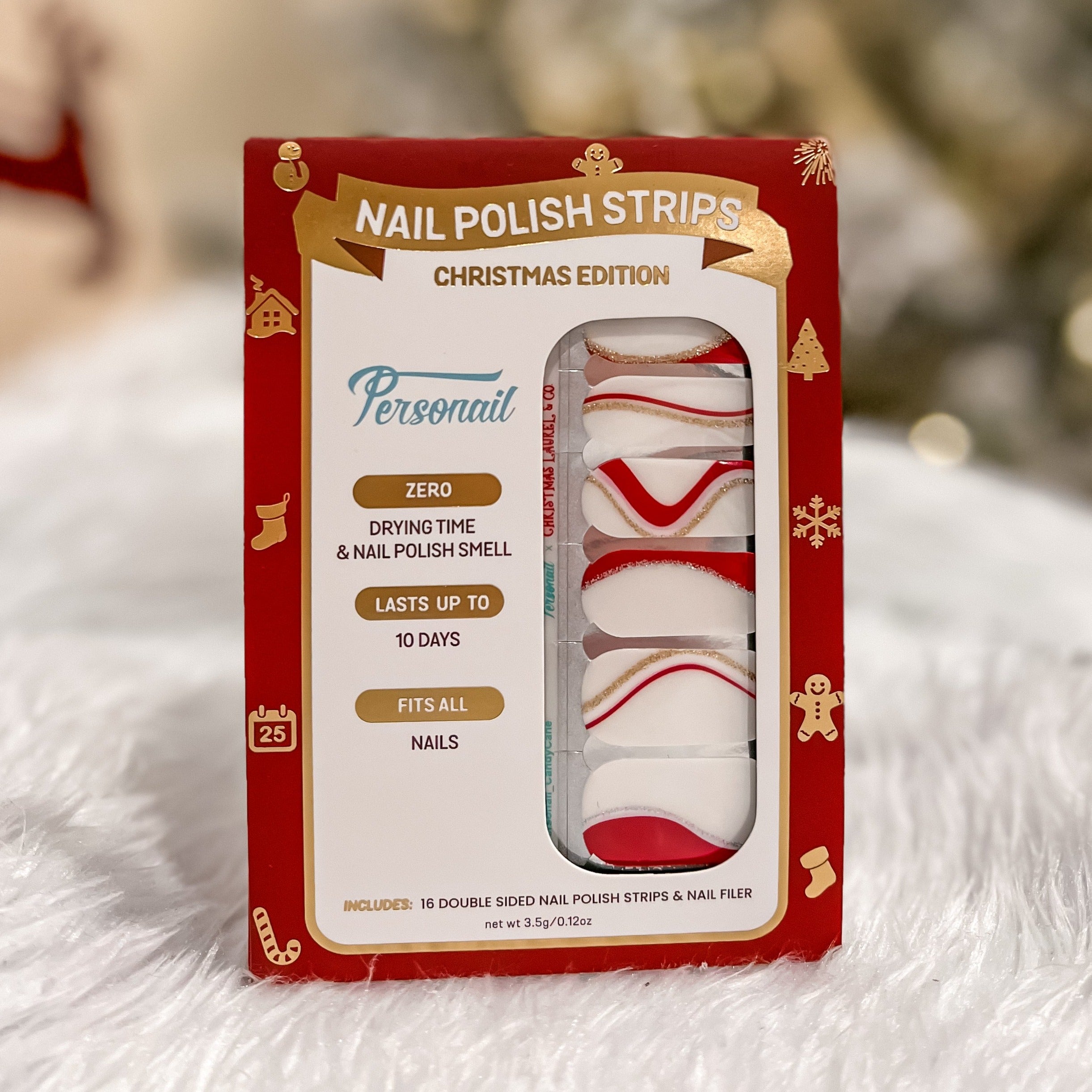 [COLLAB] Candy Cane Nail Wraps Christmas Nail Wrap