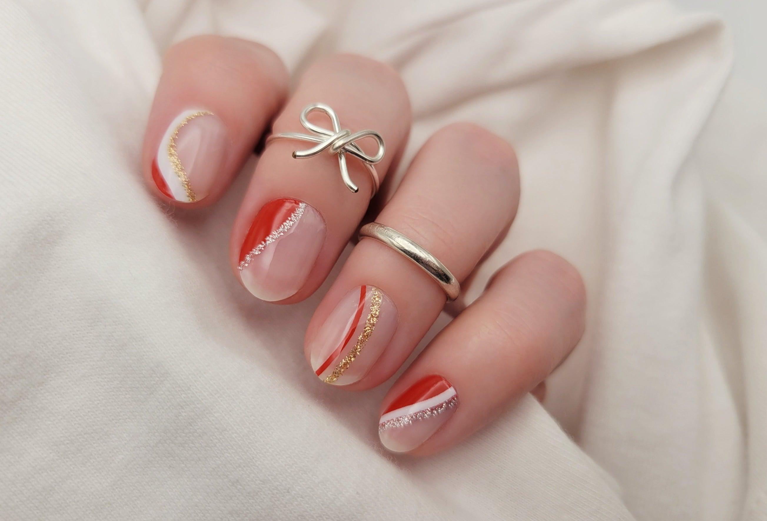 [COLLAB] Candy Cane Nail Wraps Christmas Nail Wrap