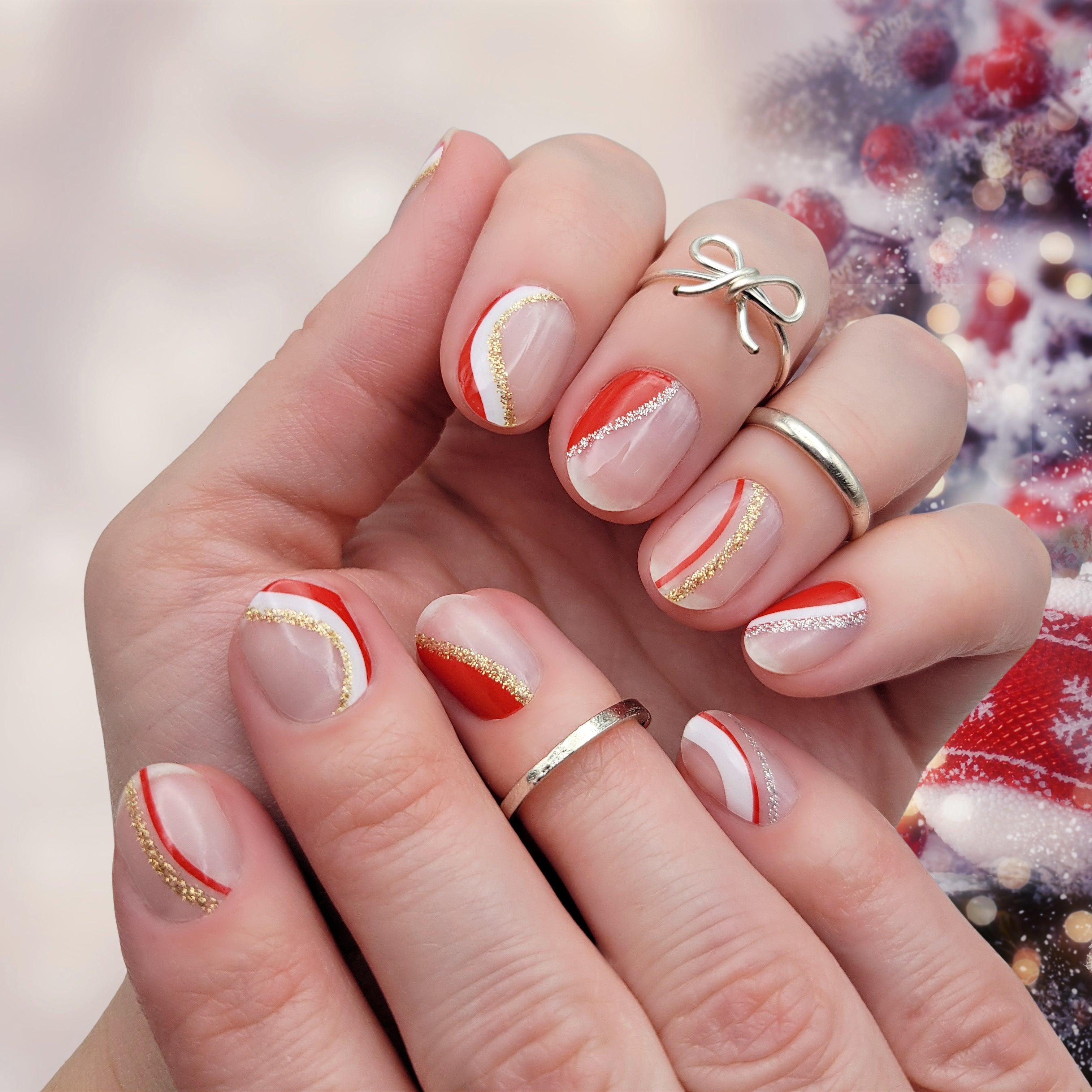 [COLLAB] Candy Cane Nail Wraps Christmas Nail Wrap