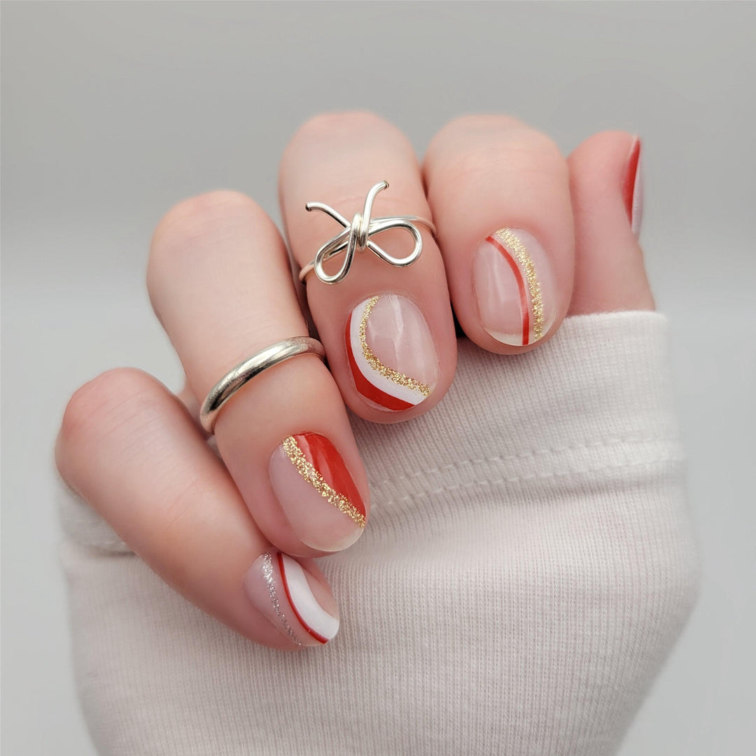 [COLLAB] Candy Cane Nail Wraps Christmas Nail Wrap