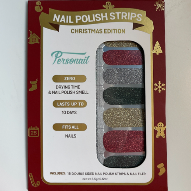 Glitzy (NO PACKAGING)  | Christmas Glitter Nail Polish Wrap