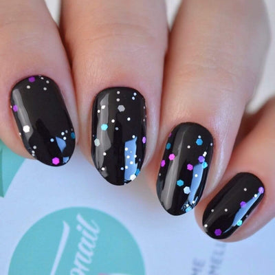 Liv | Black Glitter Nail Polish Wraps