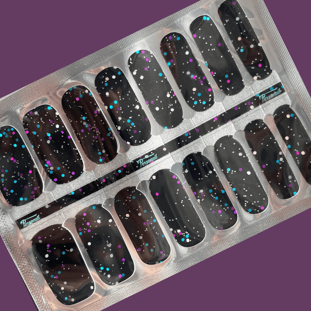 Personail Nail Wraps Liv Black Glitter